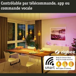 Filament 230 V Smart Home Zigbee 3.0 Ampoule LED E27 3x470lm 3x6,3W RGBW+ gradable Doré