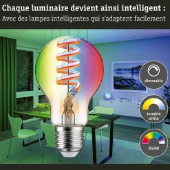 Filament 230 V Smart Home Zigbee 3.0 Ampoule LED E27 470lm 6,3W RGBW+ gradable Doré