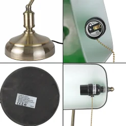 FISHTEC - Lampe de Banquier Verte - Culot E27 - Interrupteur Chaînette 38 CM