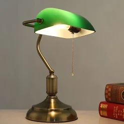 FISHTEC - Lampe de Banquier Verte - Culot E27 - Interrupteur Chaînette 38 CM