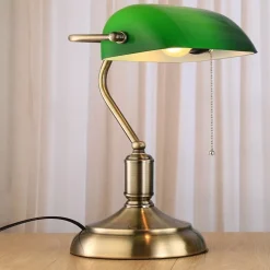 FISHTEC - Lampe de Banquier Verte - Culot E27 - Interrupteur Chaînette 38 CM