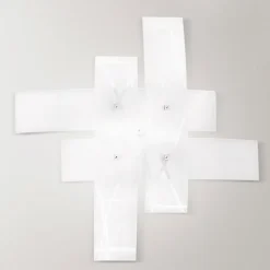 Frida - Applique 4 lumières E27 en verre blanc satiné - Cadre chromé, max 4x52W, ampoules exclues, largeur 91cm