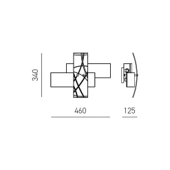 Frida - Applique 2 lumières E14 en verre blanc satiné - Structure chromée, croisé, max 2x42W, sans ampoules