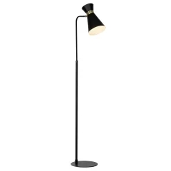 GOLDY Lampadaire 1L noir dépoli-doré E27 28W - métal - ampoule non incluse