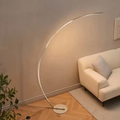 Grand lampadaire courbé LED dimmable chromé 184 cm - Thalia