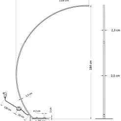 Grand lampadaire courbé LED dimmable chromé 184 cm - Thalia