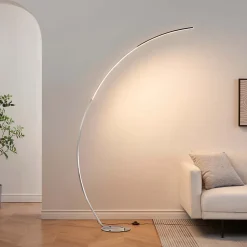 Grand lampadaire courbé LED dimmable chromé 184 cm - Thalia