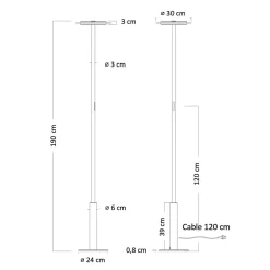 Grand lampadaire de bureau blanc LED dimmable - Lelia