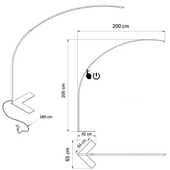 Grand lampadaire LED Dimmable design courbé - Avellino