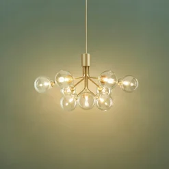 Grand lustre élégant doré 9 boules transparentes - Audrey