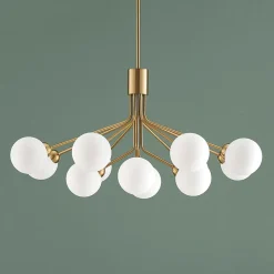 Grand lustre élégant laiton à 12 boules - Audrey