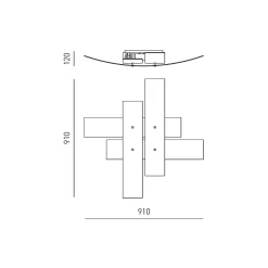 Grand plafonnier Lara verre blanc, détails argent, 91x91cm, 4xE27 max 52W, style moderne, ampoules non incluses, IP20