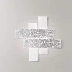 Grand plafonnier Lara verre blanc, détails argent, 91x91cm, 4xE27 max 52W, style moderne, ampoules non incluses, IP20