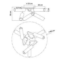 Grand plafonnier métal finition laiton et verre - Trento