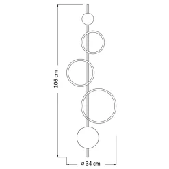 Grande applique graphique noire LED - Saretti