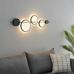 Grande applique graphique noire LED - Saretti