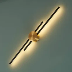 Grande applique noire et laiton aux lignes épurées 89 cm - Pia