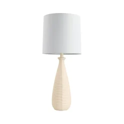 Grande lampe de table avec abat-jour en tissu MELVA - Crème