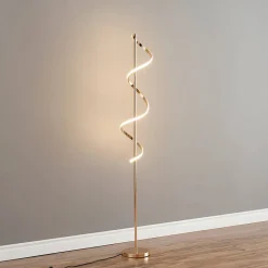 Grande lampe LED cascade spirale dorée - Simaria