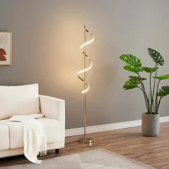 Grande lampe LED cascade spirale dorée - Simaria