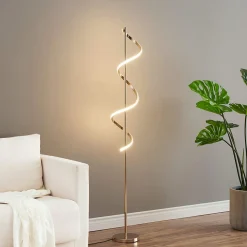 Grande lampe LED cascade spirale dorée - Simaria