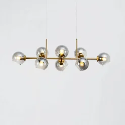 Grande suspension horizontale 8 sphères en verre fumé - Carlotta