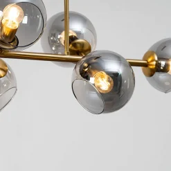 Grande suspension horizontale 8 sphères en verre fumé - Carlotta