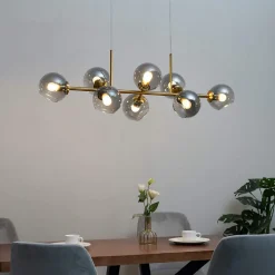 Grande suspension horizontale 8 sphères en verre fumé - Carlotta