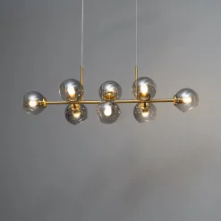 Grande suspension horizontale 8 sphères en verre fumé - Carlotta