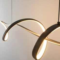 Grande suspension spirale noire 120 cm de long - Lybella