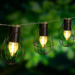 Guirlande cage 10 ampoules KENY Noir Acier 3.90M