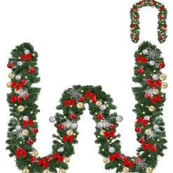 Guirlande de Noël 5m éclairage 100 LED blanc chaud et boules de Noël Telecommande