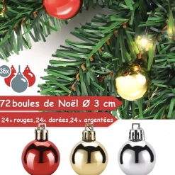 Guirlande de Noël 10m éclairage 100 LED blanc chaud et boules de Noël Telecommande