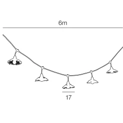 Guirlande esprit guinguette Little Garden 10 lumières E27 70lm IP44 blanc chaud 6m abat-jour en rotin PVC