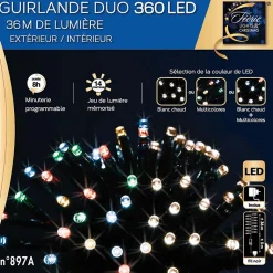 Guirlande extérieur Noël 360 LED multicolores/blanc chaud programmable