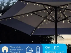 Guirlande extérieure LED blanc chaud pour parasol fixe - Jardideco