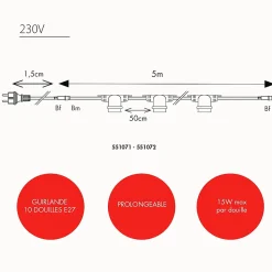 Guirlande Guinguette E27 - prolongeable - sans ampoule - Chromex