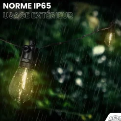 Guirlande Guinguette IP65 LED 15M 15 Bulbes Filament Allongé Dimmables Avec Télécommande