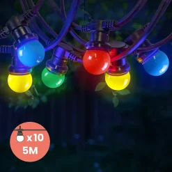 Guirlande Guinguette IP65 5M 10 Bulbes Multicolores