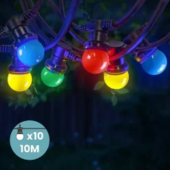 Guirlande Guinguette IP65 10m 10 bulbes Multicolore