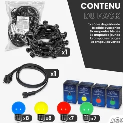 Guirlande Guinguette IP65 10M 30 Bulbes multico