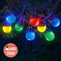 Guirlande Guinguette IP65 30M 60 Bulbes Multicolores