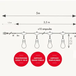 Guirlande guinguette Java E27 - prolongeable - Chromex