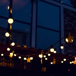 Guirlande Guinguette LED 13M 20pcs 6W IP65 Blanc Chaud - Câble Blanc - SILAMP