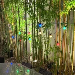 Guirlande Guinguette LED 8M 10pcs 3W IP65 Multicolore - Câble Noir - SILAMP