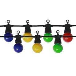 Guirlande Guinguette LED 8M 10pcs 3W IP65 Multicolore - Câble Noir - SILAMP