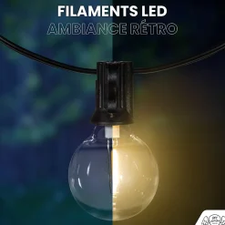 Guirlande guinguette LED 30M 50 Bulbes Rond Blanc Chaud Dimmable