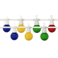 Guirlande Guinguette LED 13M 20pcs 6W IP65 Multicolore - Câble Blanc - SILAMP