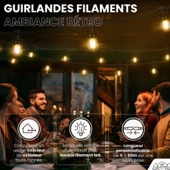 Guirlande Guinguette 100M Filament LED 100 Bulbes