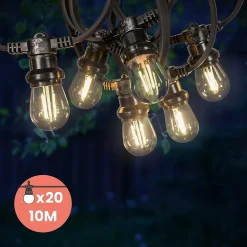 Guirlande Guinguette 10M Filament LED 20 Bulbes
